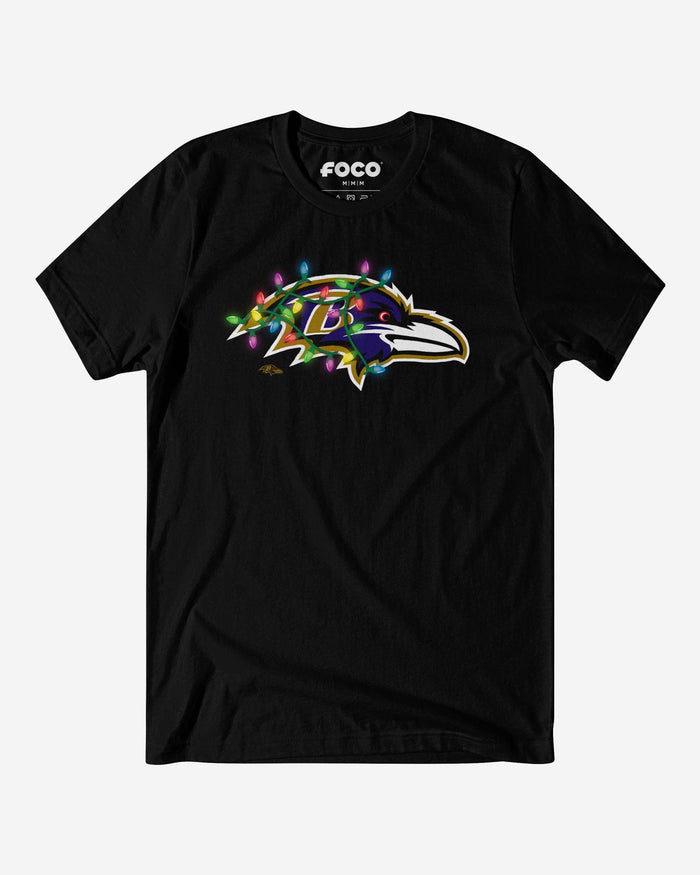 Baltimore Ravens Primary Logo Holiday Lights T-Shirt FOCO S - FOCO.com