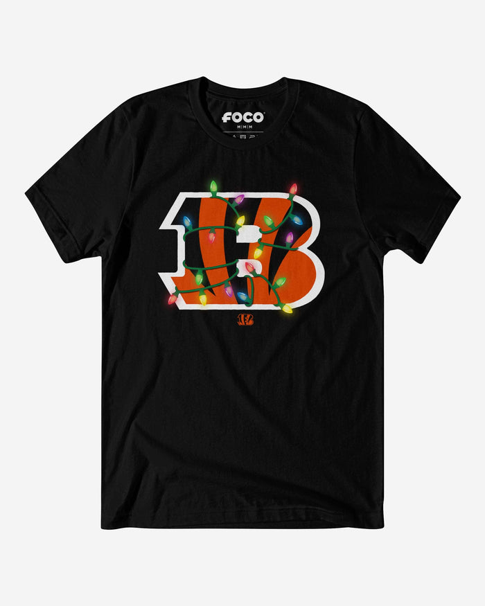 Cincinnati Bengals Primary Logo Holiday Lights T-Shirt FOCO S - FOCO.com