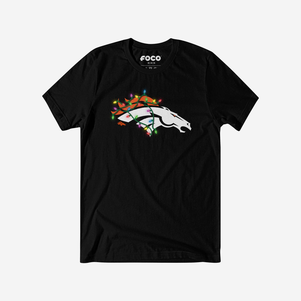 Denver Broncos Primary Logo Holiday Lights T-Shirt FOCO S - FOCO.com