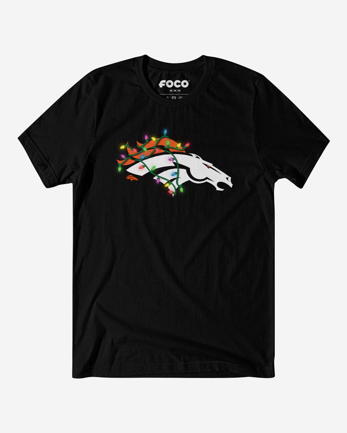 Denver Broncos Primary Logo Holiday Lights T-Shirt FOCO S - FOCO.com