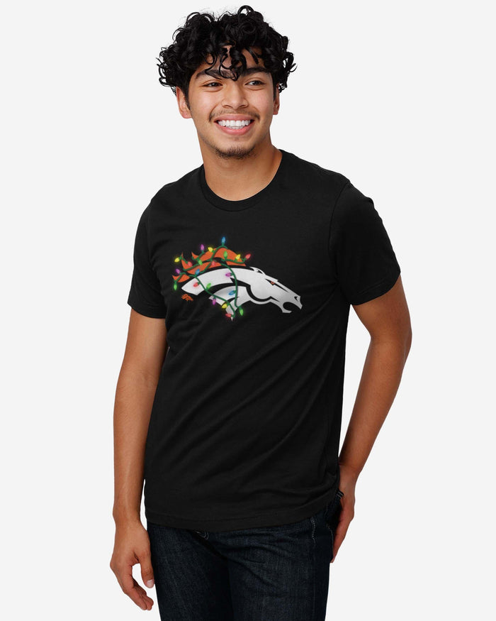 Denver Broncos Primary Logo Holiday Lights T-Shirt FOCO - FOCO.com