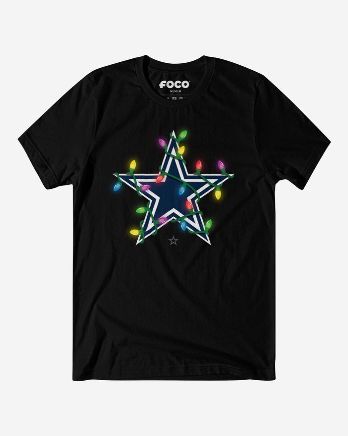 Dallas Cowboys Primary Logo Holiday Lights T-Shirt FOCO S - FOCO.com