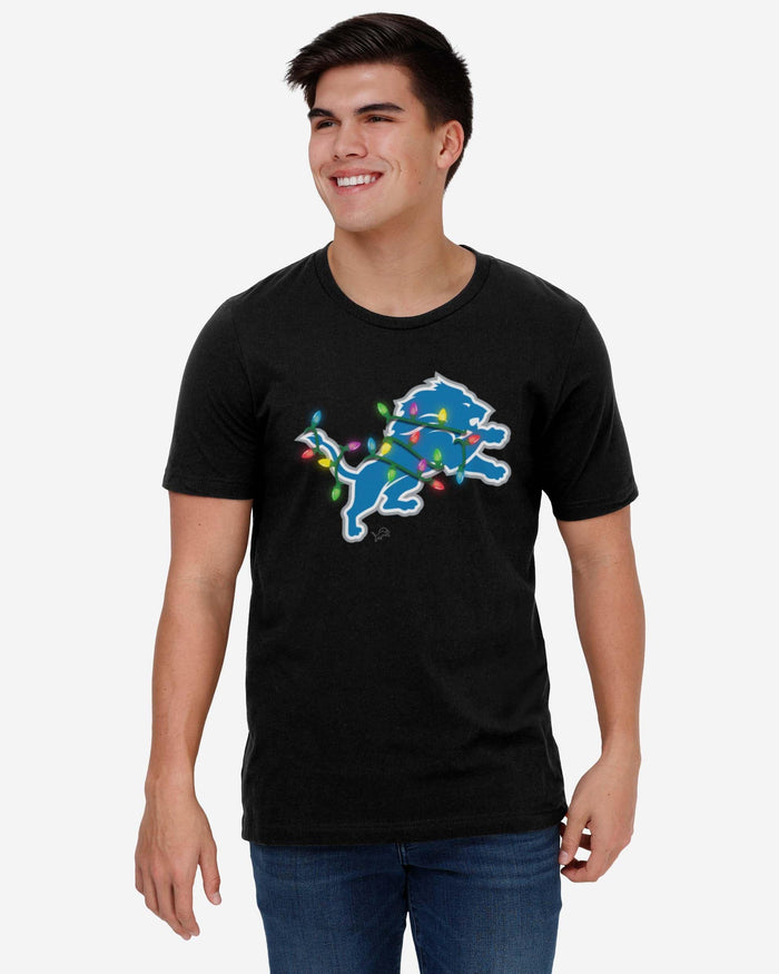 Detroit Lions Primary Logo Holiday Lights T-Shirt FOCO - FOCO.com