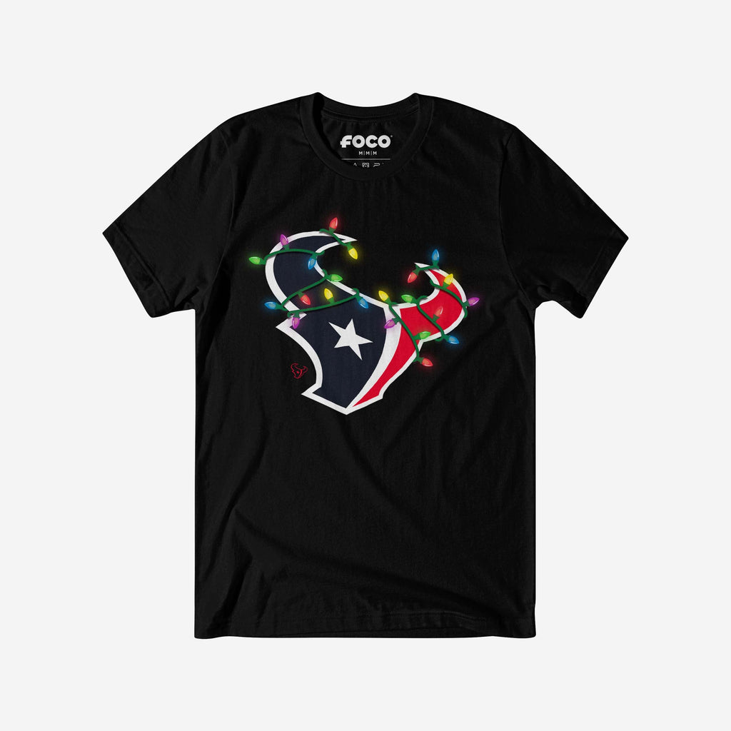 Houston Texans Primary Logo Holiday Lights T-Shirt FOCO S - FOCO.com