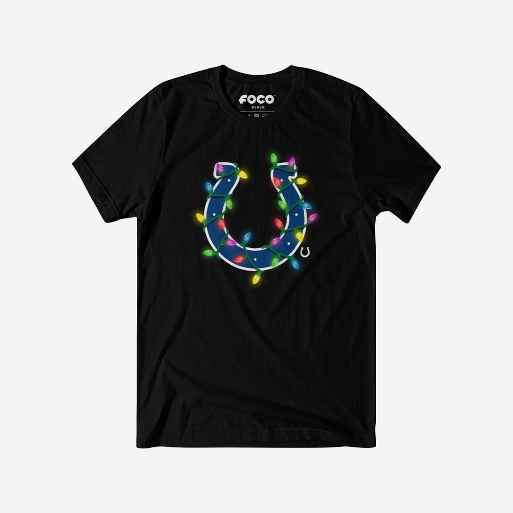 Indianapolis Colts Primary Logo Holiday Lights T-Shirt FOCO S - FOCO.com