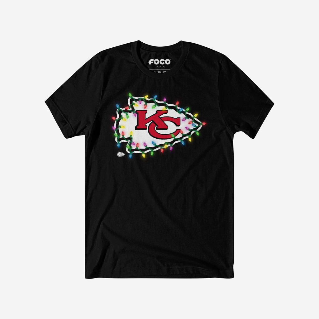 Kansas City Chiefs Primary Logo Holiday Lights T-Shirt FOCO S - FOCO.com