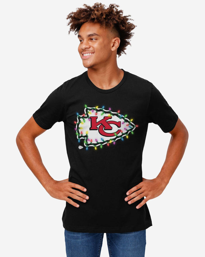 Kansas City Chiefs Primary Logo Holiday Lights T-Shirt FOCO - FOCO.com