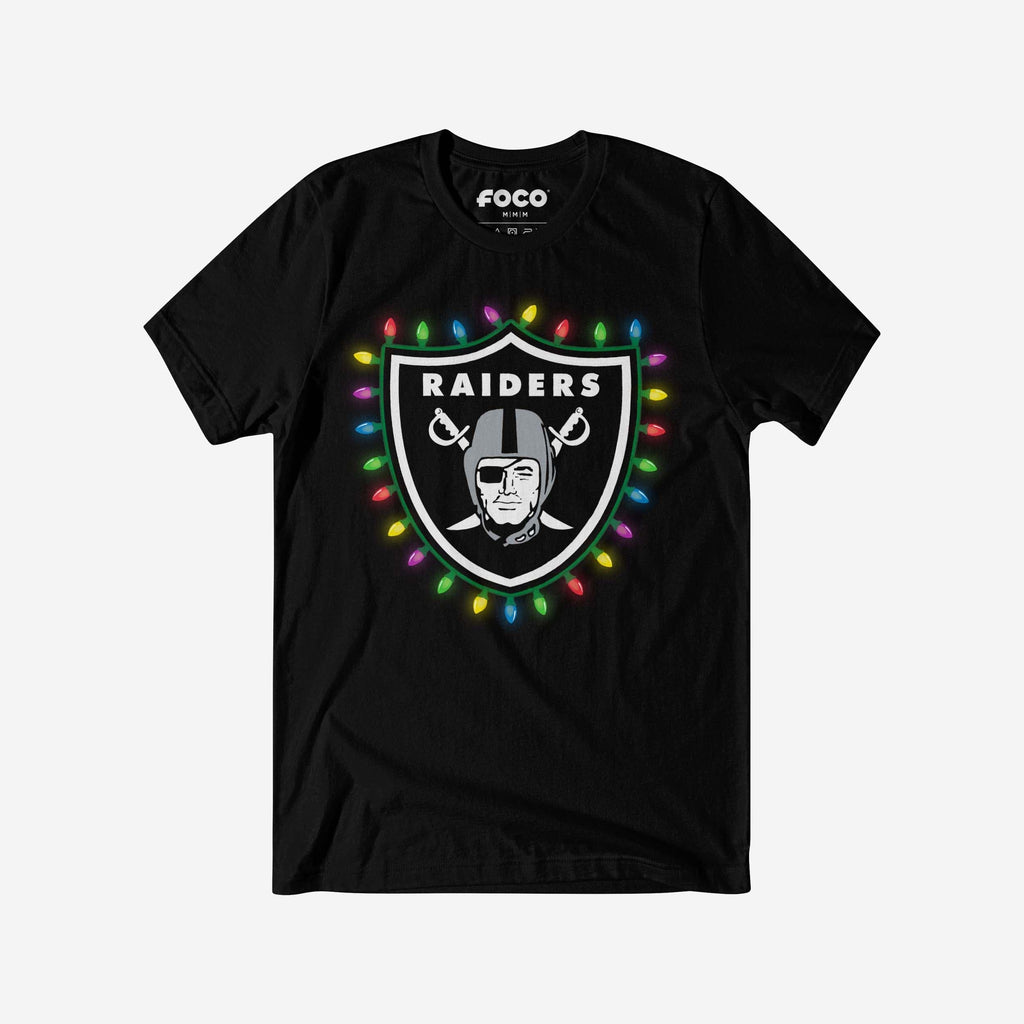 Las Vegas Raiders Primary Logo Holiday Lights T-Shirt FOCO S - FOCO.com