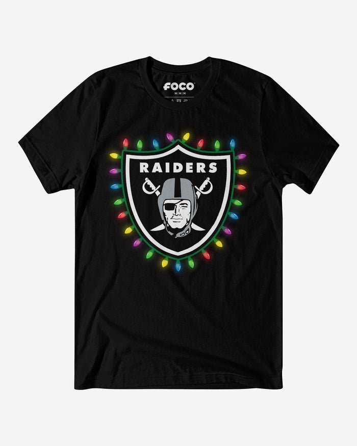 Las Vegas Raiders Primary Logo Holiday Lights T-Shirt FOCO S - FOCO.com