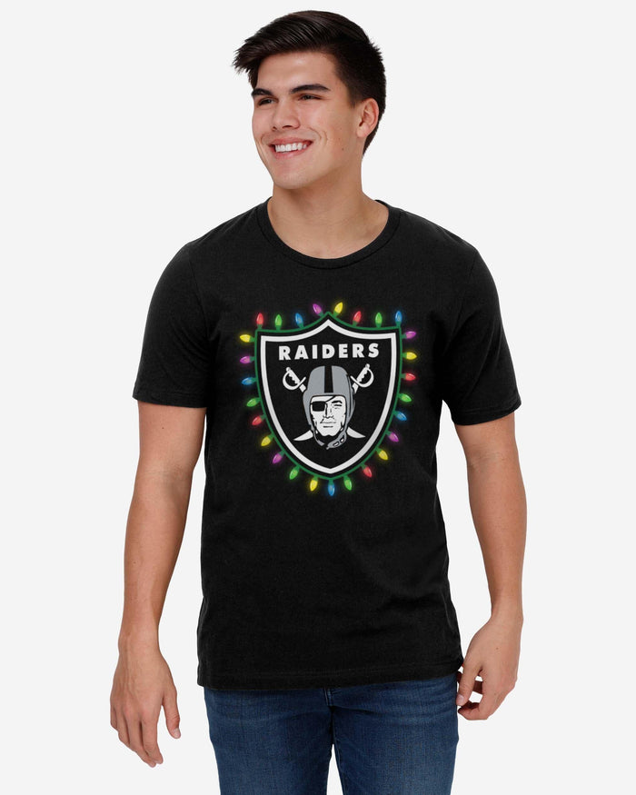 Las Vegas Raiders Primary Logo Holiday Lights T-Shirt FOCO - FOCO.com