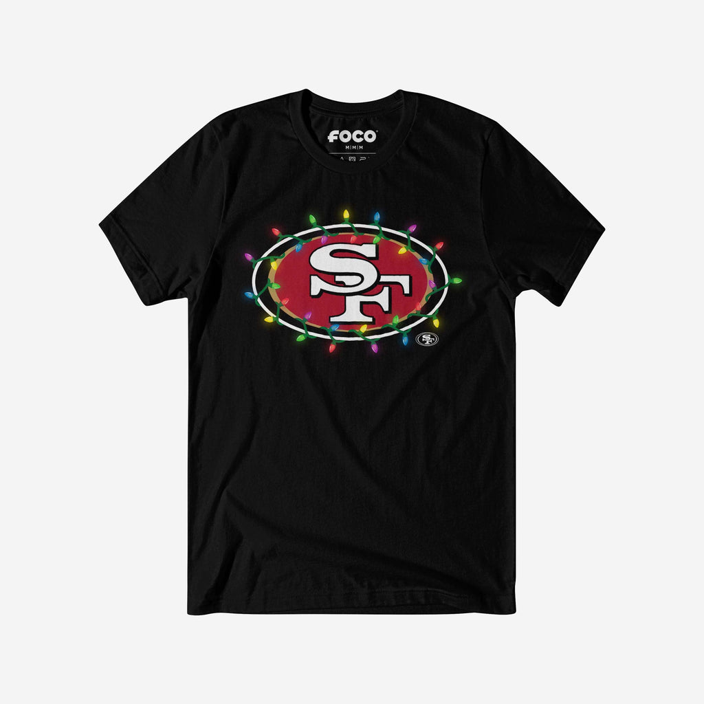 San Francisco 49ers Primary Logo Holiday Lights T-Shirt FOCO S - FOCO.com