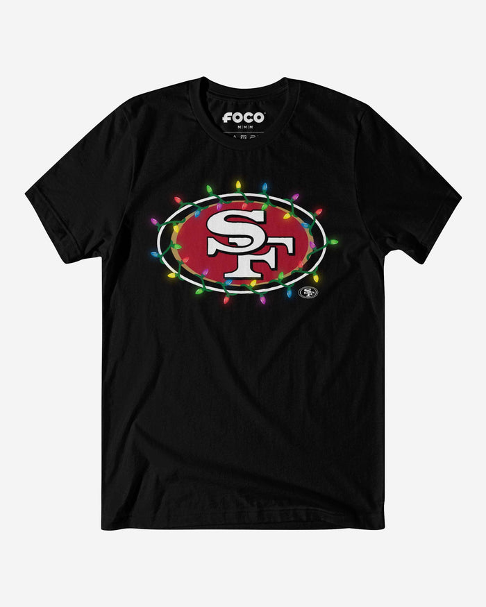 San Francisco 49ers Primary Logo Holiday Lights T-Shirt FOCO S - FOCO.com