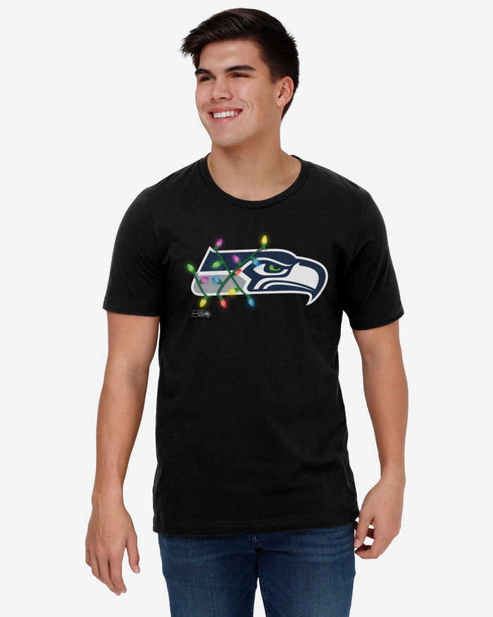 Seattle Seahawks Primary Logo Holiday Lights T-Shirt FOCO - FOCO.com