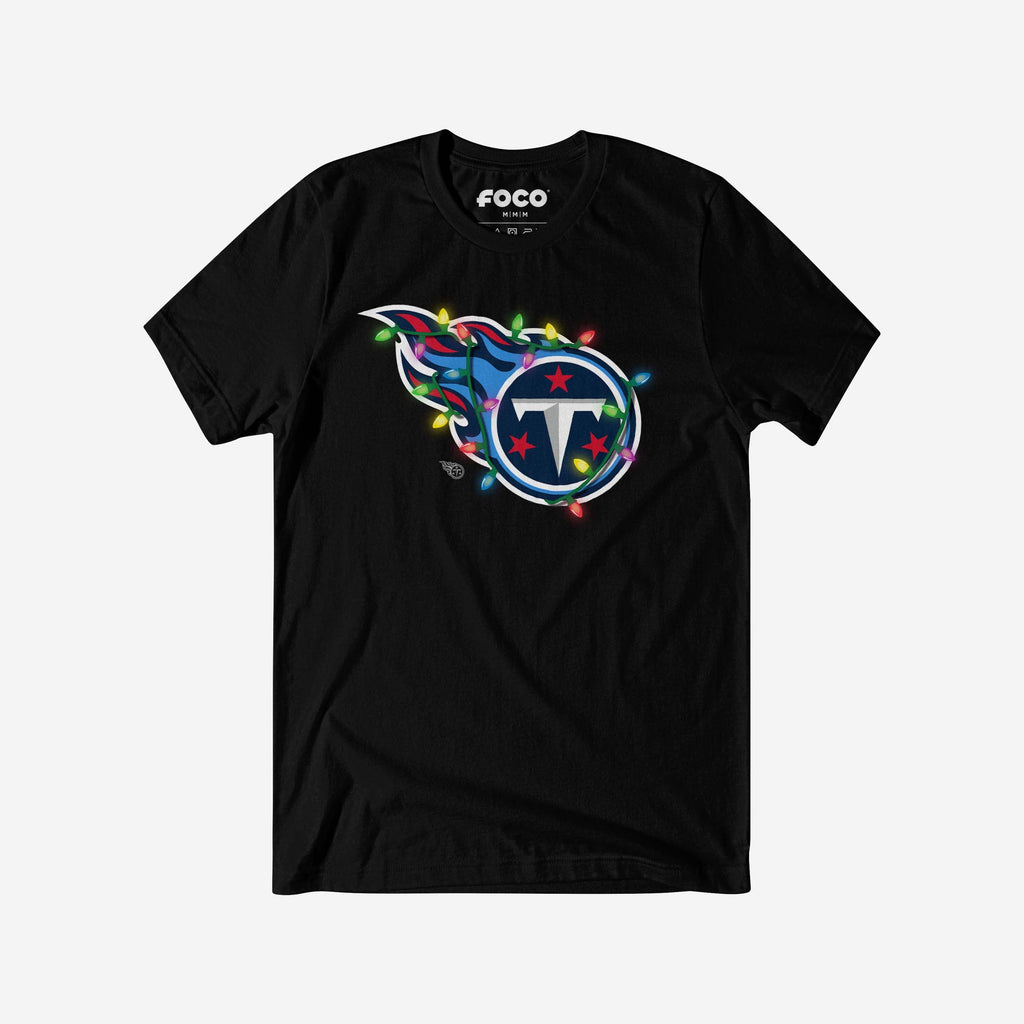 Tennessee Titans Primary Logo Holiday Lights T-Shirt FOCO S - FOCO.com