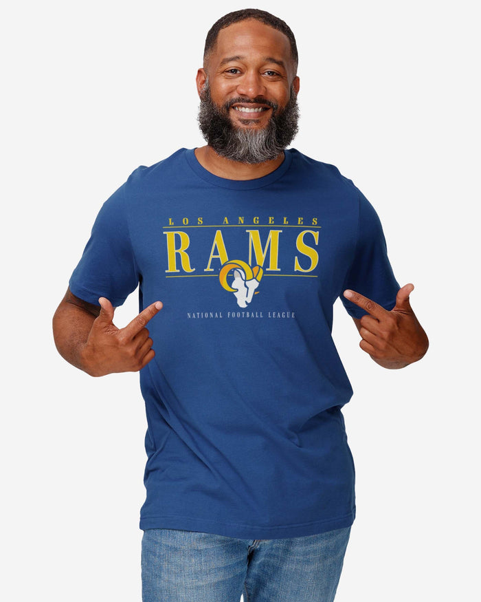 It Center Rasm Los Angeles Rams 2020 Retro Signature Bar T-Shirt FOCO