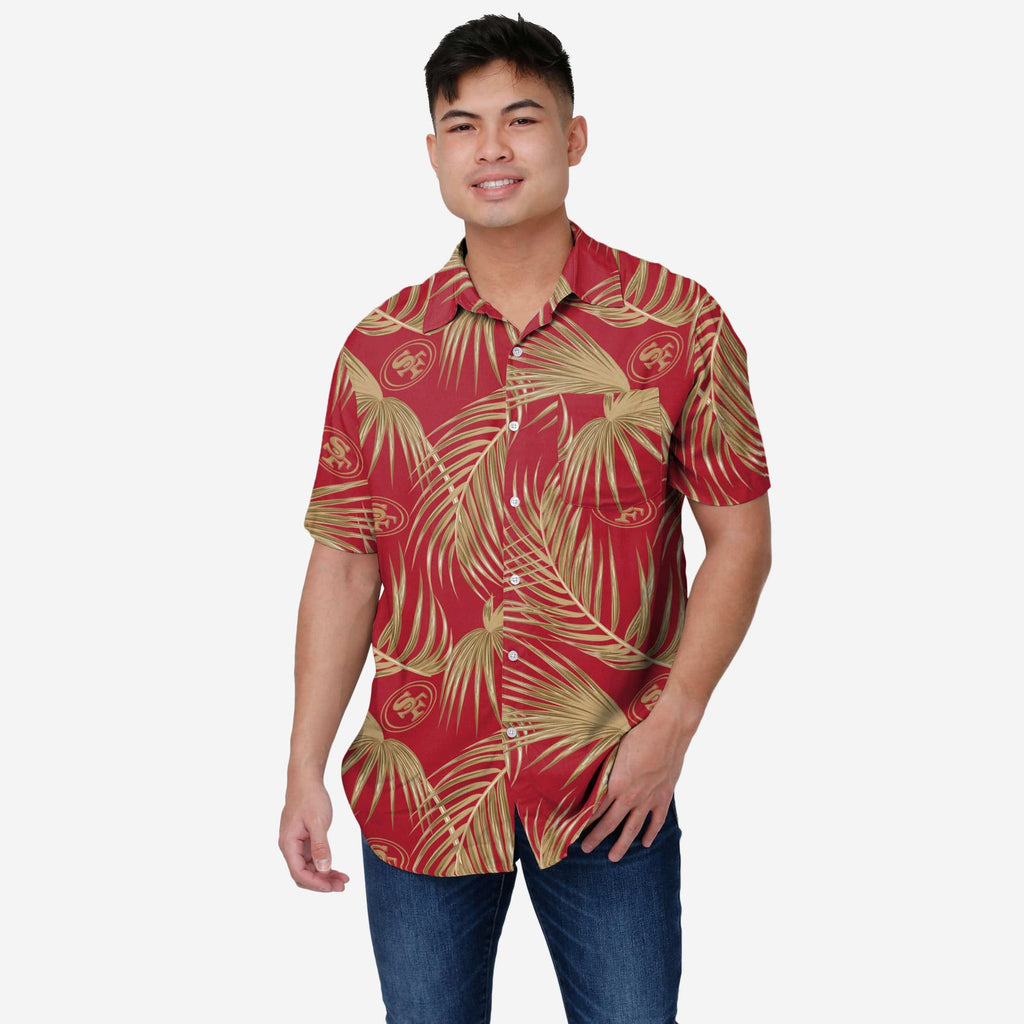 San Francisco 49ers Hawaiian Button Up Shirt FOCO S - FOCO.com