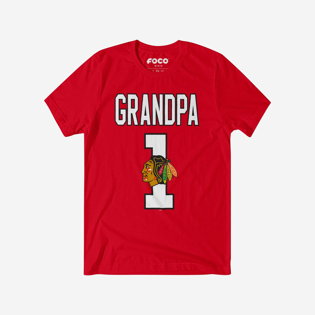 Chicago Blackhawks Number 1 Grandpa T-Shirt FOCO S - FOCO.com