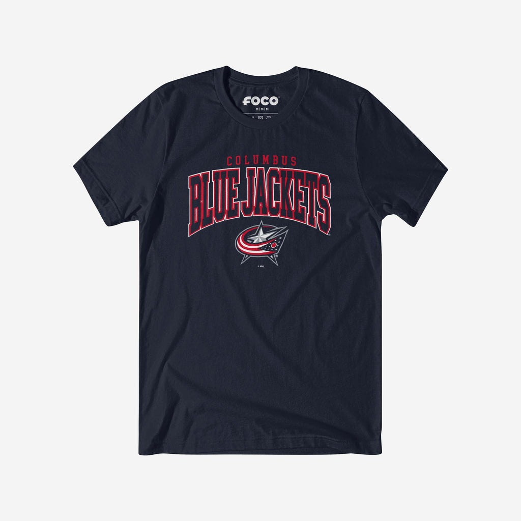 Columbus Blue Jackets Classic Arched Logo T-Shirt FOCO Navy S - FOCO.com