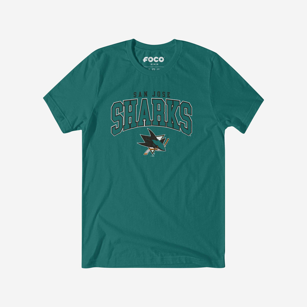 San Jose Sharks Classic Arched Logo T-Shirt FOCO Marine S - FOCO.com