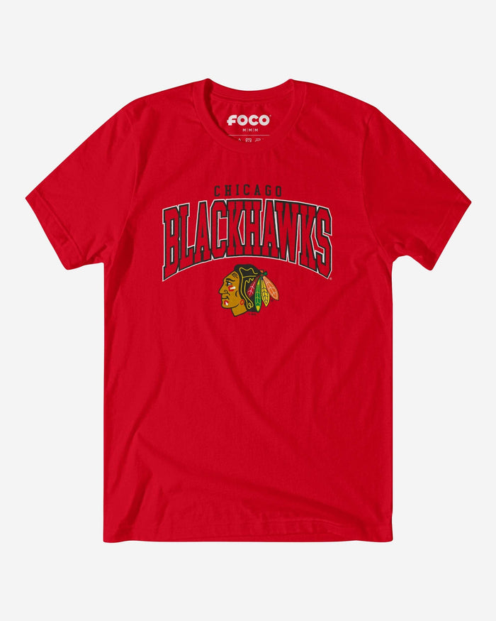 Chicago Blackhawks Classic Arched Logo T-Shirt FOCO Red S - FOCO.com