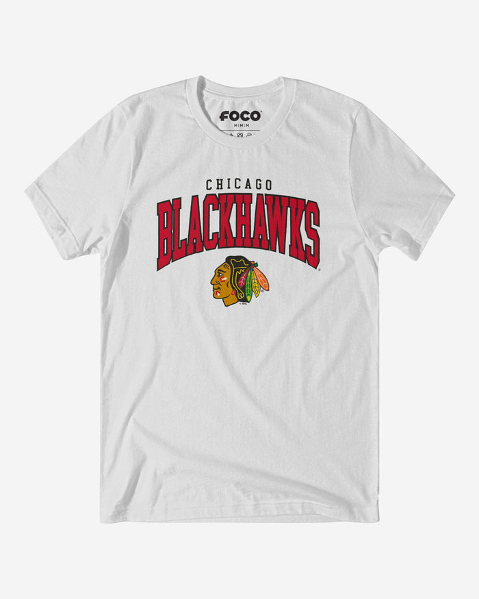 Chicago Blackhawks Classic Arched Logo T-Shirt FOCO White S - FOCO.com