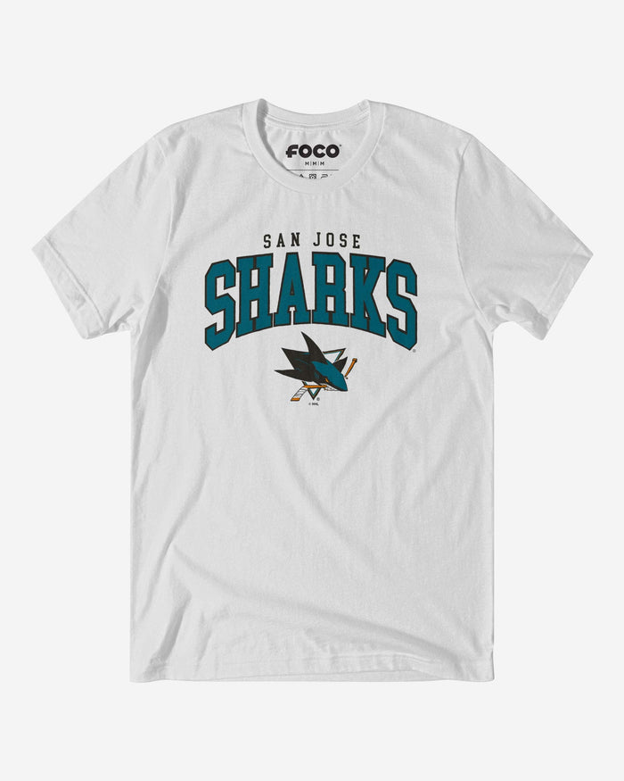 San Jose Sharks Classic Arched Logo T-Shirt FOCO White S - FOCO.com