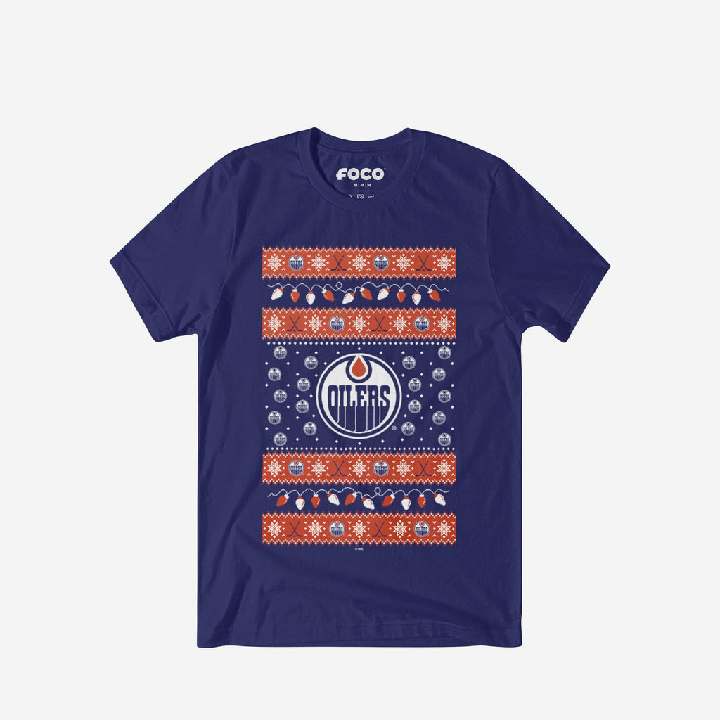Edmonton Oilers Holiday Lights Sweater T-Shirt FOCO S - FOCO.com