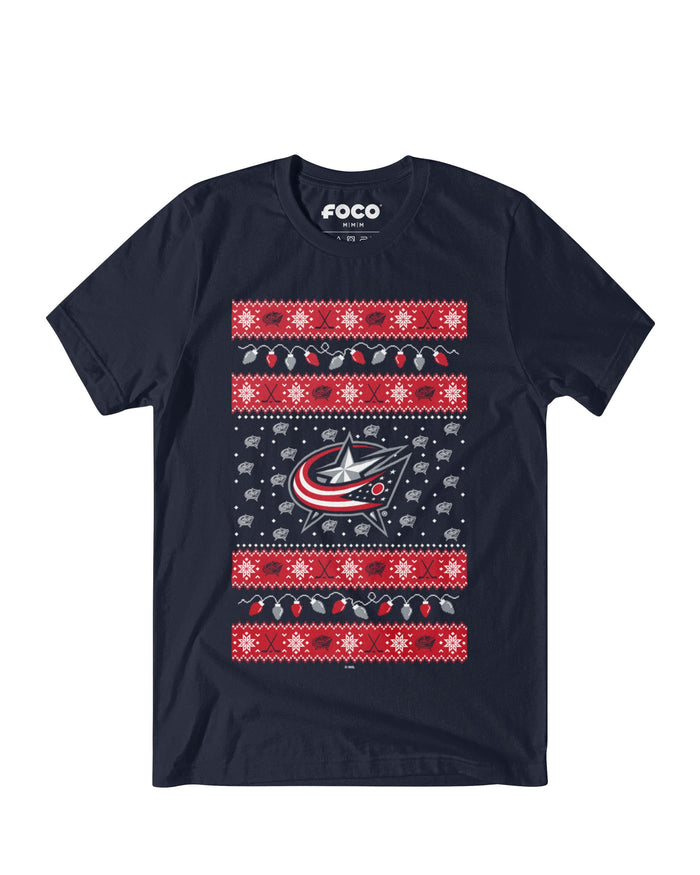 Columbus Blue Jackets Holiday Lights Sweater T-Shirt