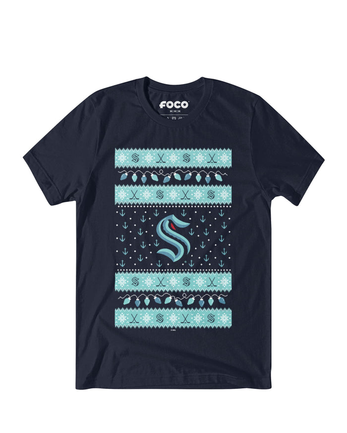 Seattle Kraken Holiday Lights Sweater T-Shirt