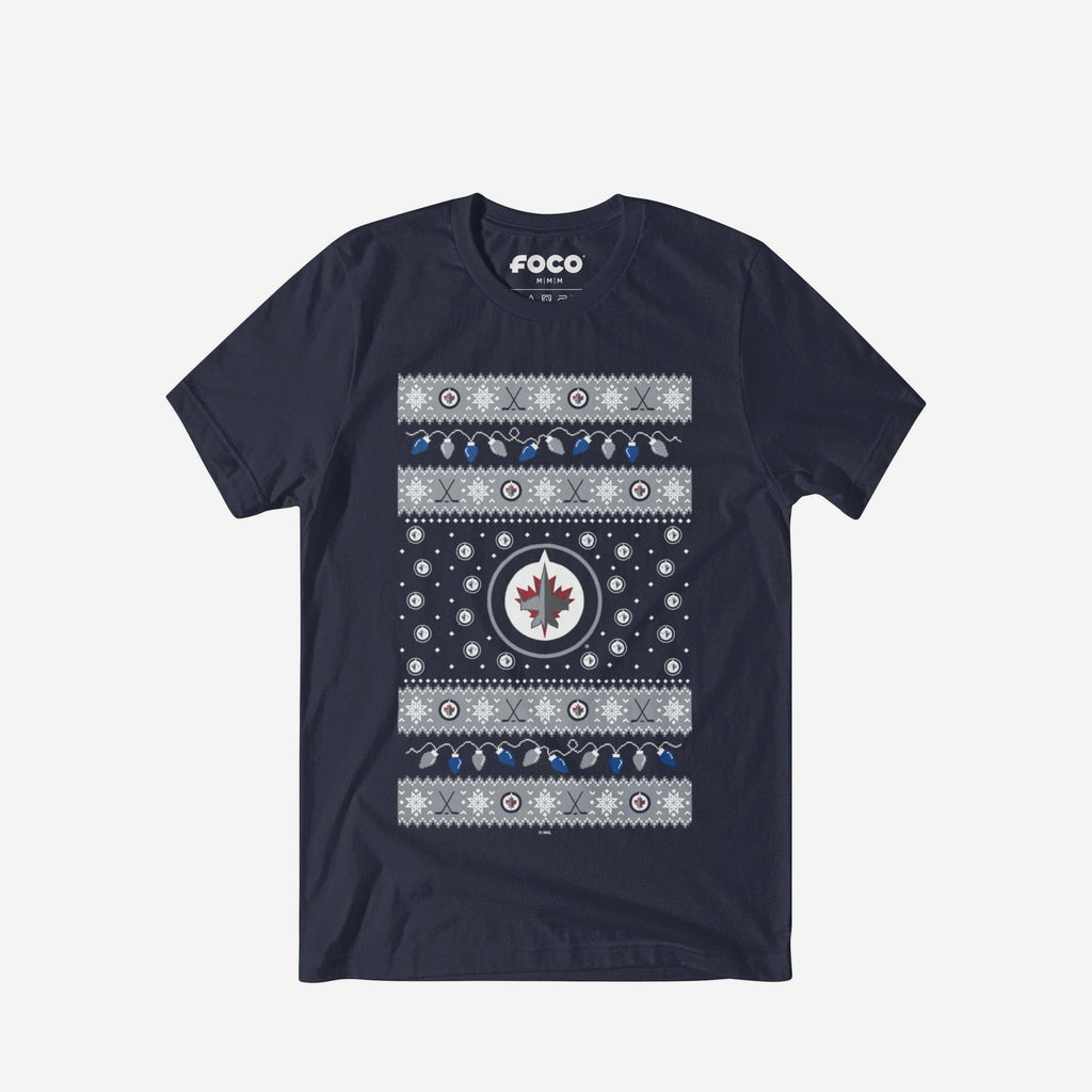 Winnipeg Jets Holiday Lights Sweater T-Shirt FOCO S - FOCO.com