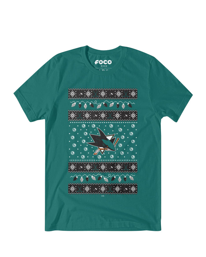 San Jose Sharks Holiday Lights Sweater T-Shirt