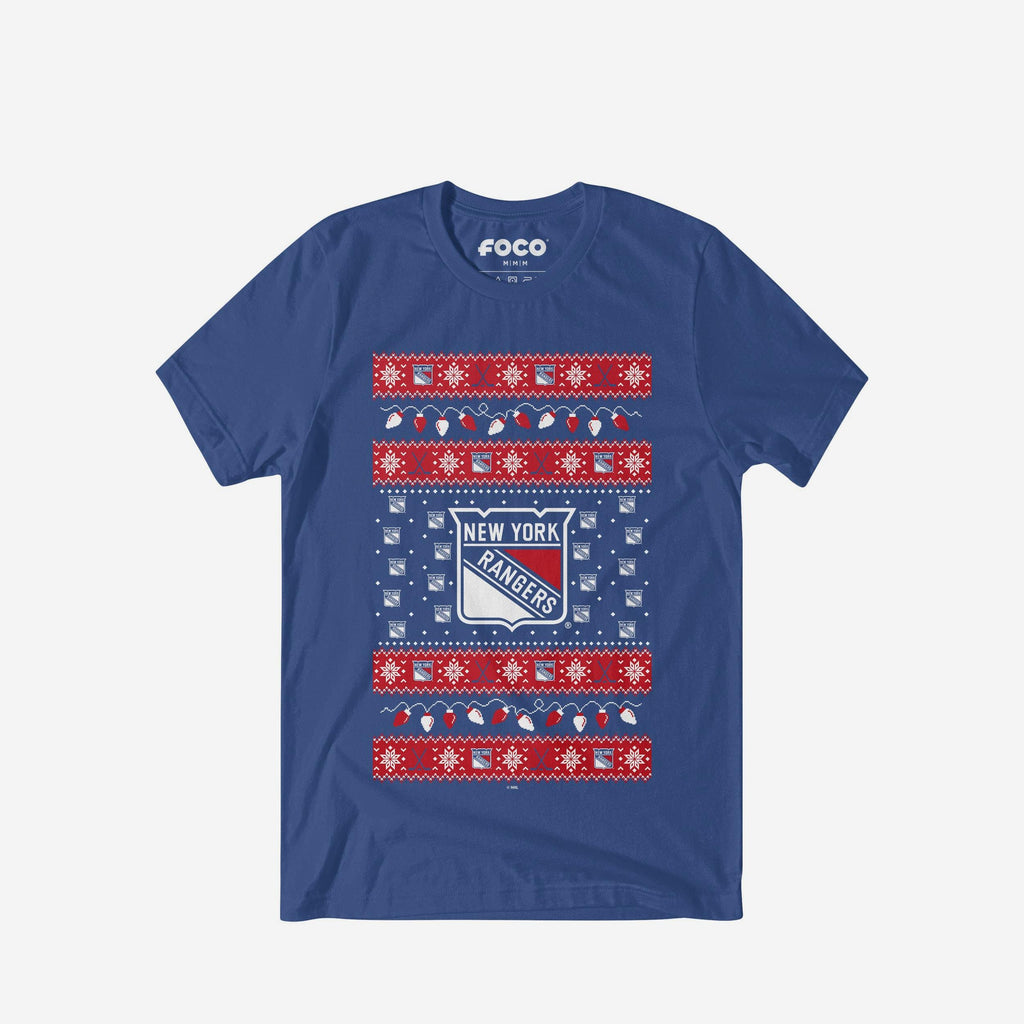 New York Rangers Holiday Lights Sweater T-Shirt FOCO S - FOCO.com