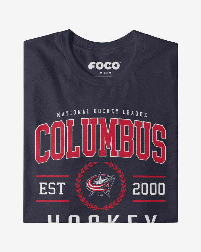 Columbus Blue Jackets Hockey Legacy Crest T-Shirt FOCO Navy S - FOCO.com