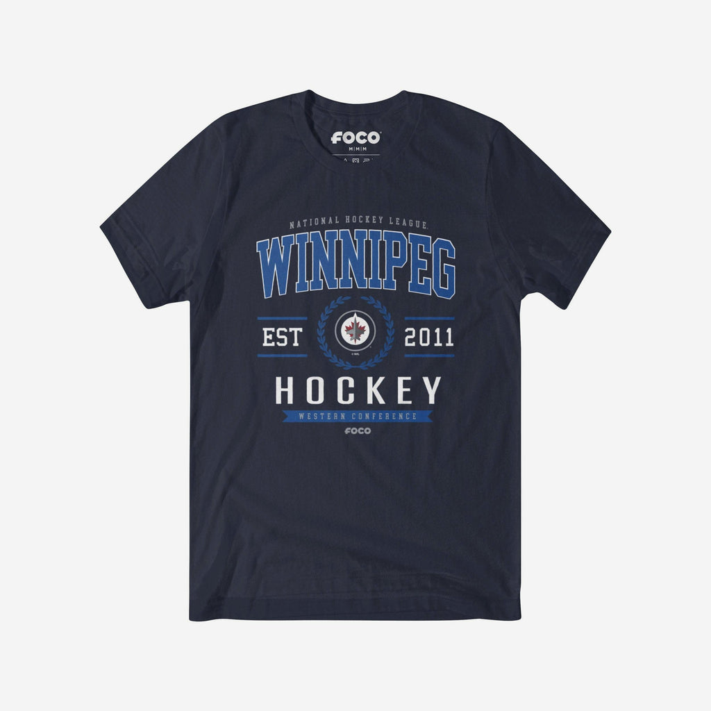 Winnipeg Jets Hockey Legacy Crest T-Shirt FOCO Navy S - FOCO.com
