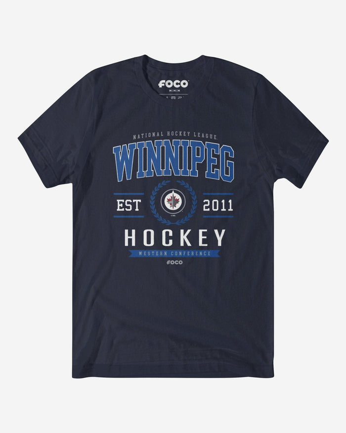 Winnipeg Jets Hockey Legacy Crest T-Shirt FOCO Navy S - FOCO.com