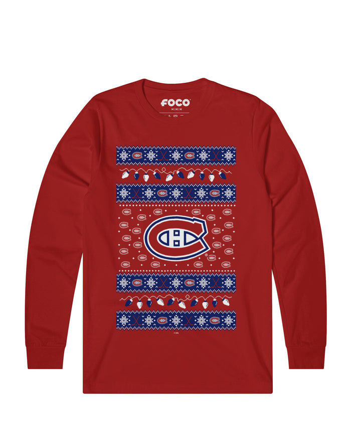 Montreal Canadiens Holiday Lights Sweater Long Sleeve T-Shirt