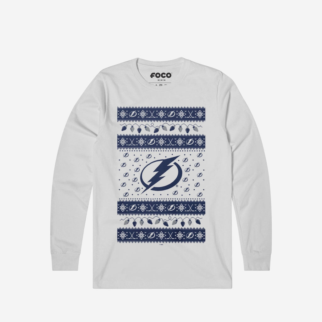 Tampa Bay Lightning Holiday Lights Sweater Long Sleeve T-Shirt FOCO S - FOCO.com