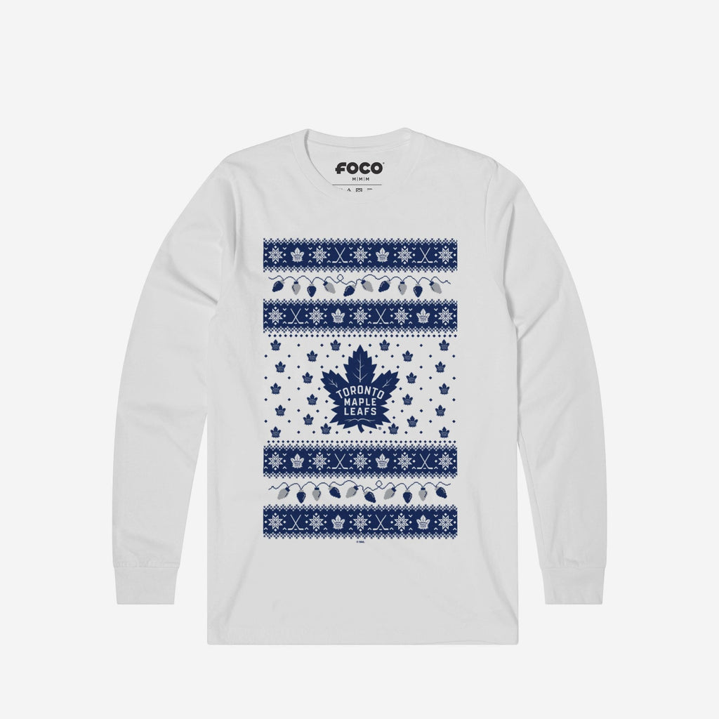 Toronto Maple Leafs Holiday Lights Sweater Long Sleeve T-Shirt FOCO S - FOCO.com