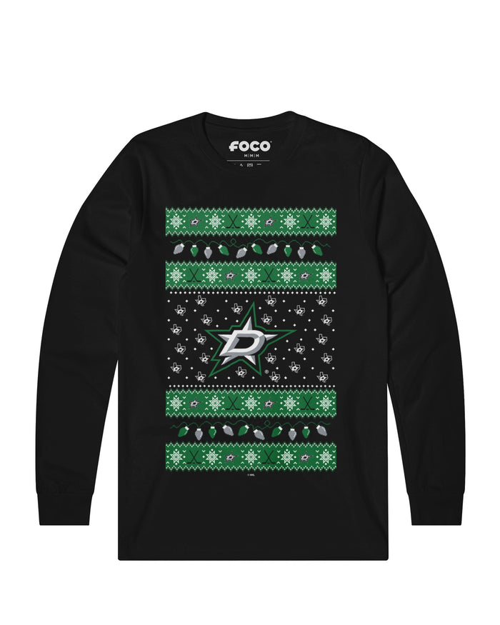 Dallas Stars Holiday Lights Sweater Long Sleeve T-Shirt
