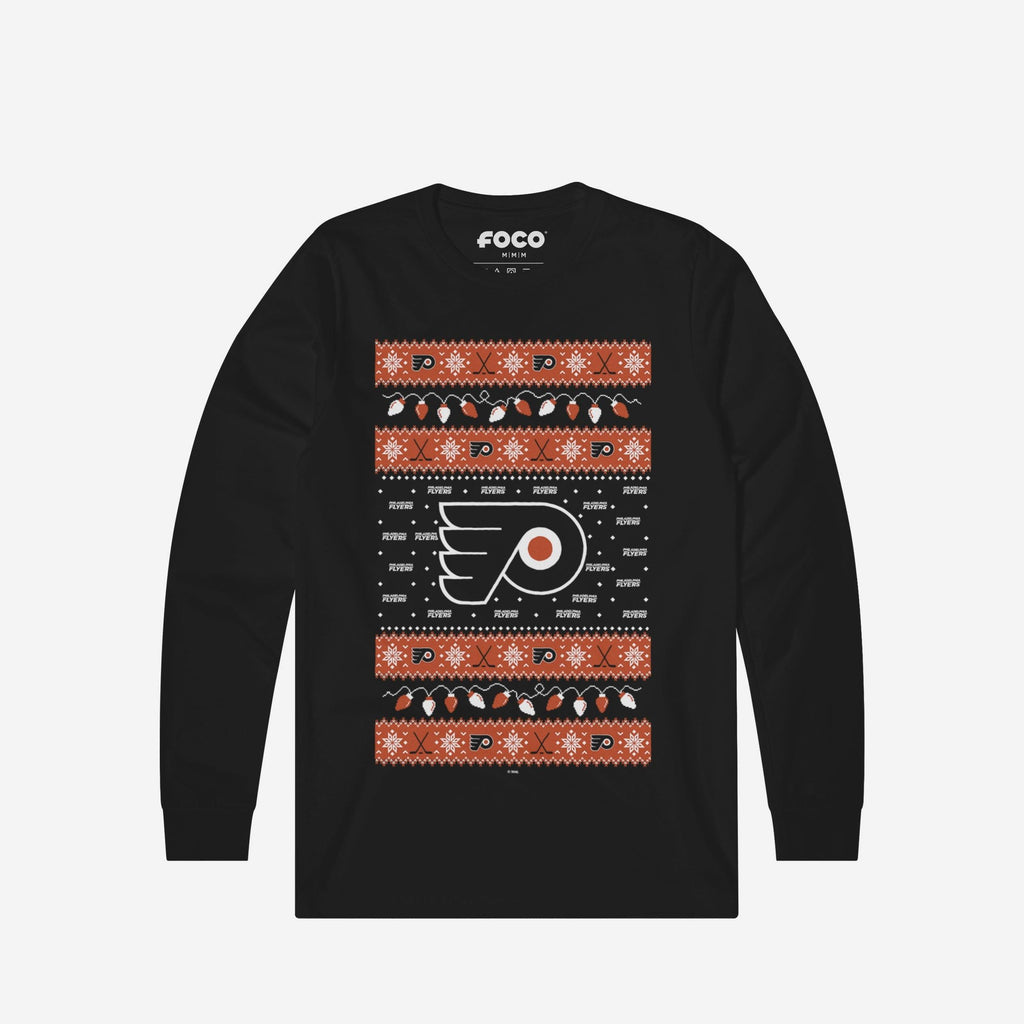 Philadelphia Flyers Holiday Lights Sweater Long Sleeve T-Shirt FOCO S - FOCO.com