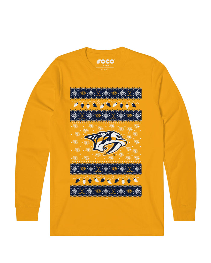 Nashville Predators Holiday Lights Sweater Long Sleeve T-Shirt