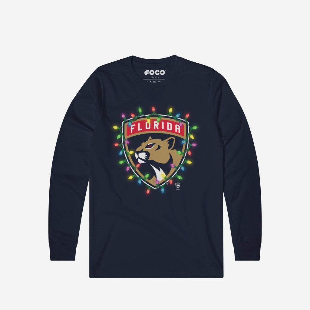 Florida Panthers Primary Logo Holiday Lights Long Sleeve T-Shirt FOCO S - FOCO.com