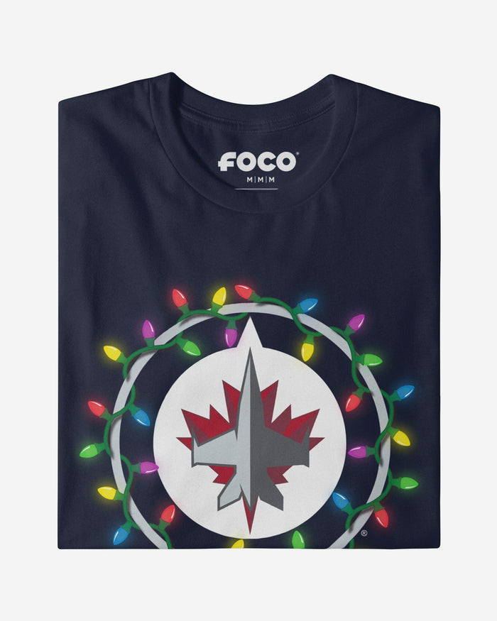 Winnipeg Jets Primary Logo Holiday Lights Long Sleeve T-Shirt FOCO S - FOCO.com
