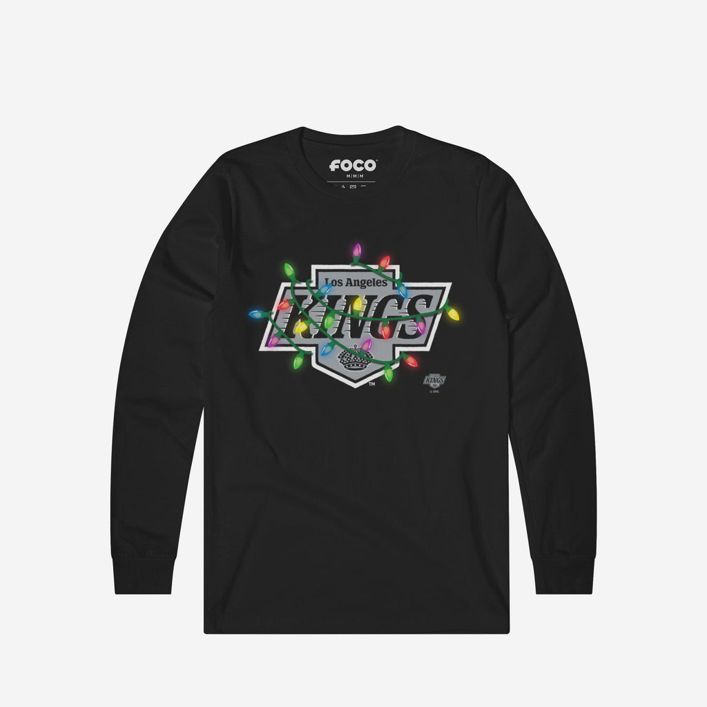 Los Angeles Kings Primary Logo Holiday Lights Long Sleeve T-Shirt FOCO S - FOCO.com