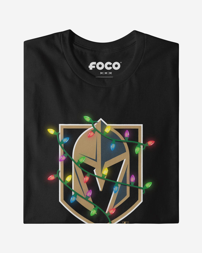 Vegas Golden Knights Primary Logo Holiday Lights Long Sleeve T-Shirt FOCO S - FOCO.com
