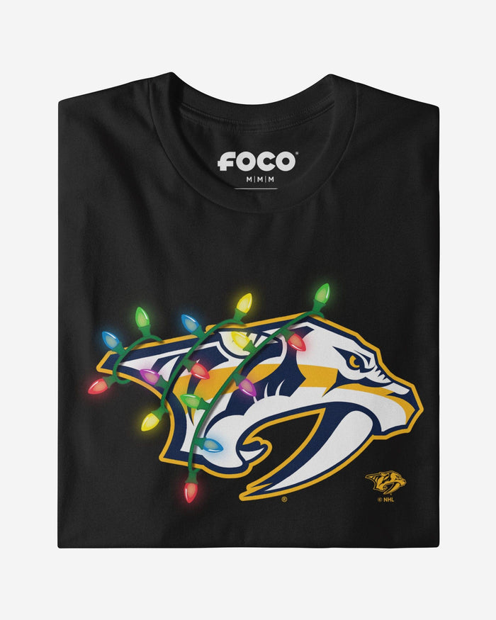 Nashville Predators Primary Logo Holiday Lights Long Sleeve T-Shirt FOCO S - FOCO.com