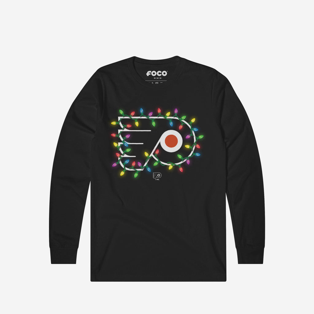 Philadelphia Flyers Primary Logo Holiday Lights Long Sleeve T-Shirt FOCO S - FOCO.com