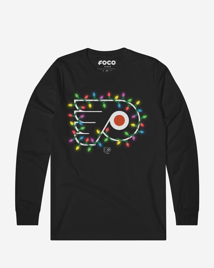 Philadelphia Flyers Primary Logo Holiday Lights Long Sleeve T-Shirt FOCO S - FOCO.com