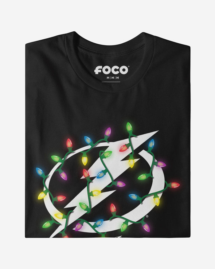 Tampa Bay Lightning Primary Logo Holiday Lights Long Sleeve T-Shirt FOCO S - FOCO.com