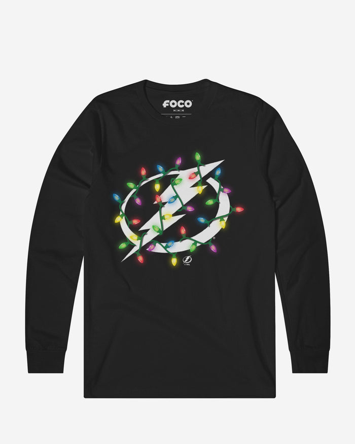 Tampa Bay Lightning Primary Logo Holiday Lights Long Sleeve T-Shirt FOCO S - FOCO.com